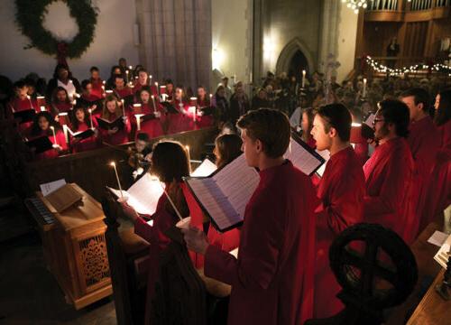 The trinity chapel choir singing during a christmas service